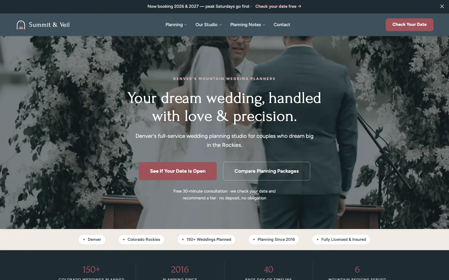 Summit & Veil Weddings website